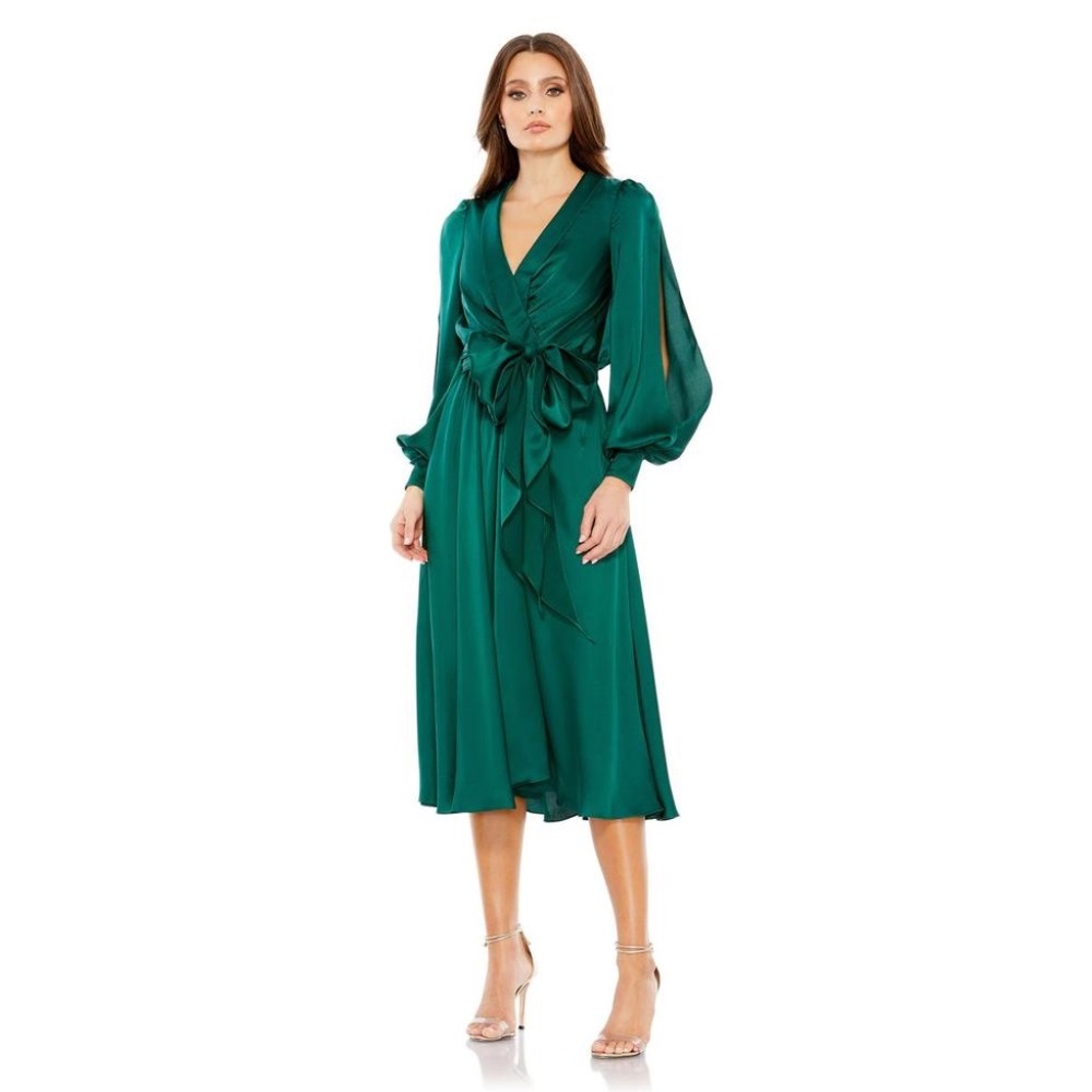Mac Duggal Green Midi Dress